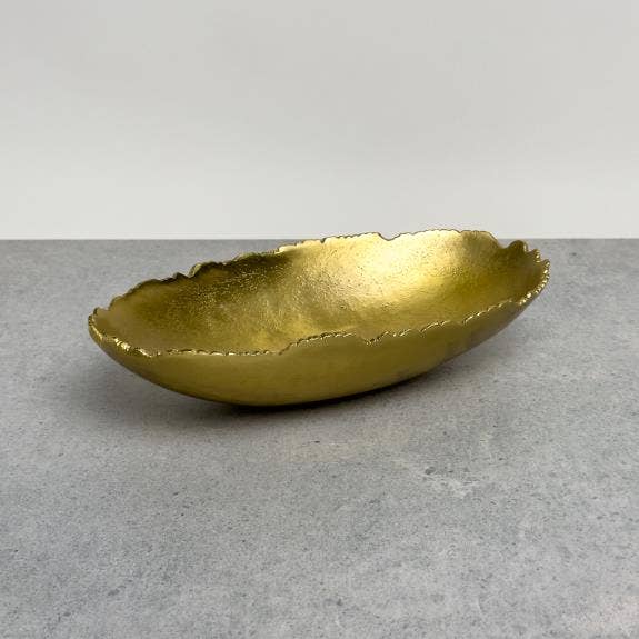 Handcrafted Gold Oval Decorative Bowl