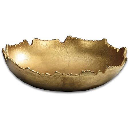 Gilded Torn Texture Bowl – Gold Aluminum Decorative Accent