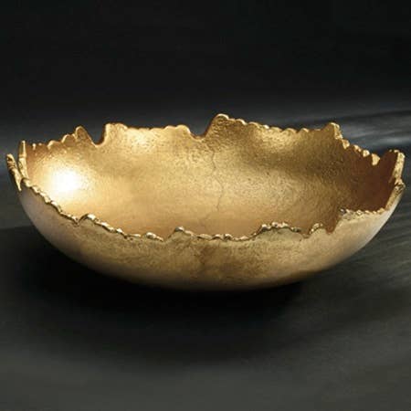 Gilded Torn Texture Bowl – Gold Aluminum Decorative Accent