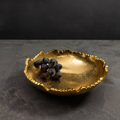 Gilded Torn Texture Bowl – Gold Aluminum Decorative Accent